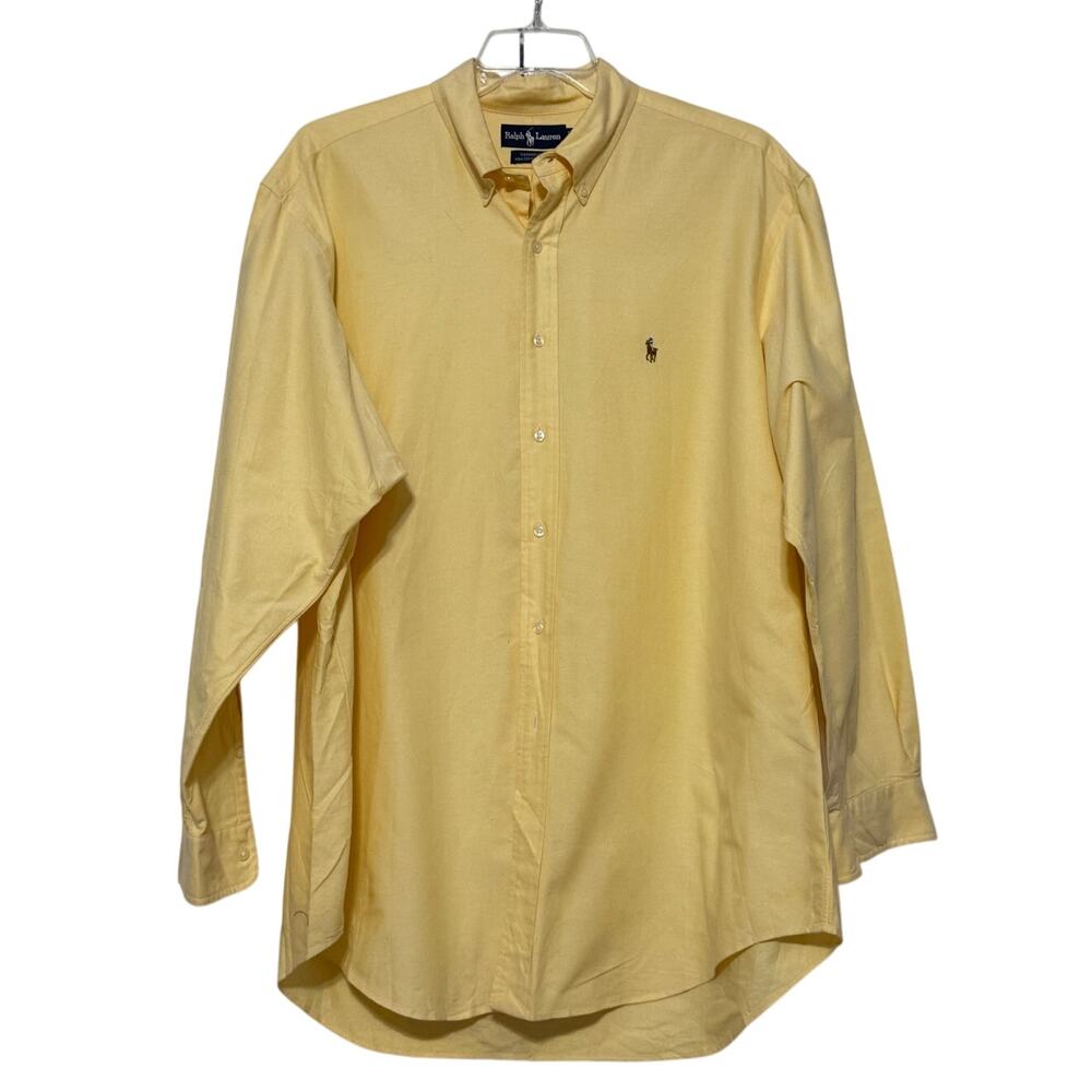 Ralph Lauren Men's Yarmouth Yellow Oxford Long Sleeve Shirt, Size 17/34